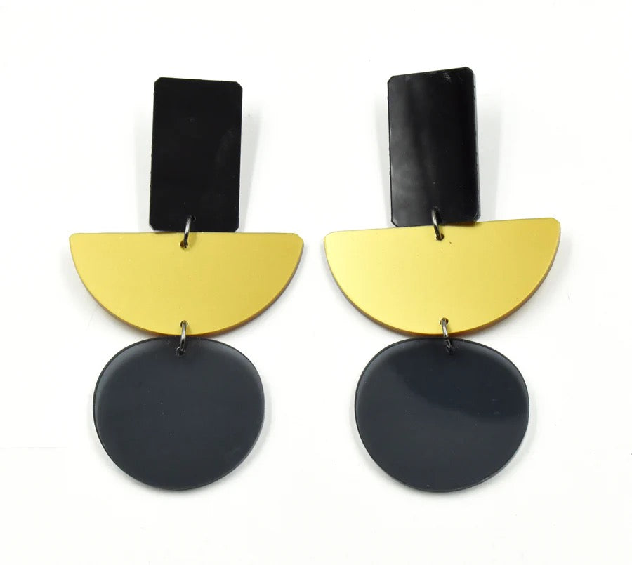 Plexiglass Earrings Gold