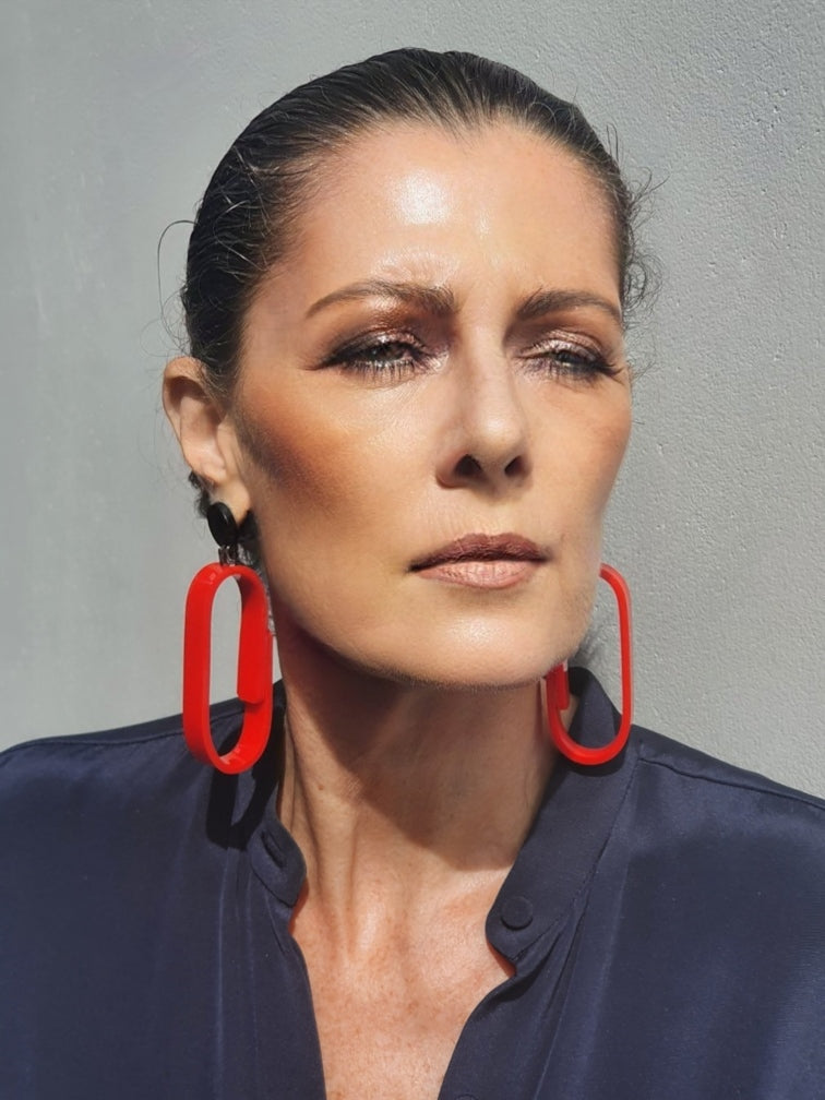 Red-Black Spot Earrings