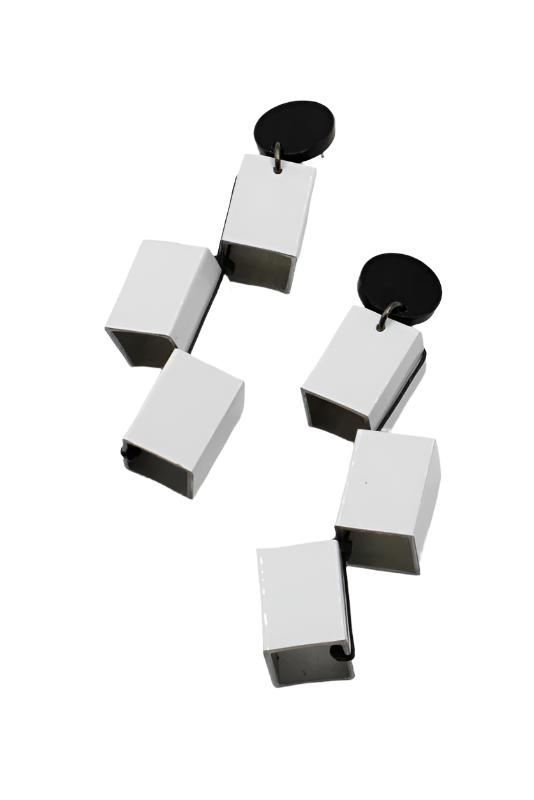 Christina Brampton, white, earrings, two, front