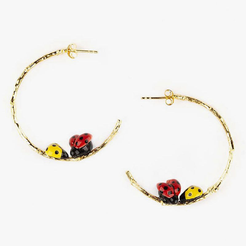 Lady bug hoop Earrings