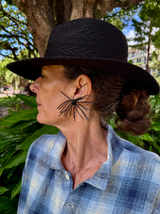 Spiderbite Black Earrings
